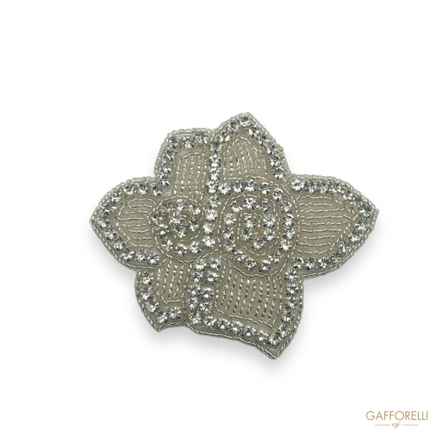 Iron-on with Rhinestones in the Shape of a Flower- Art.