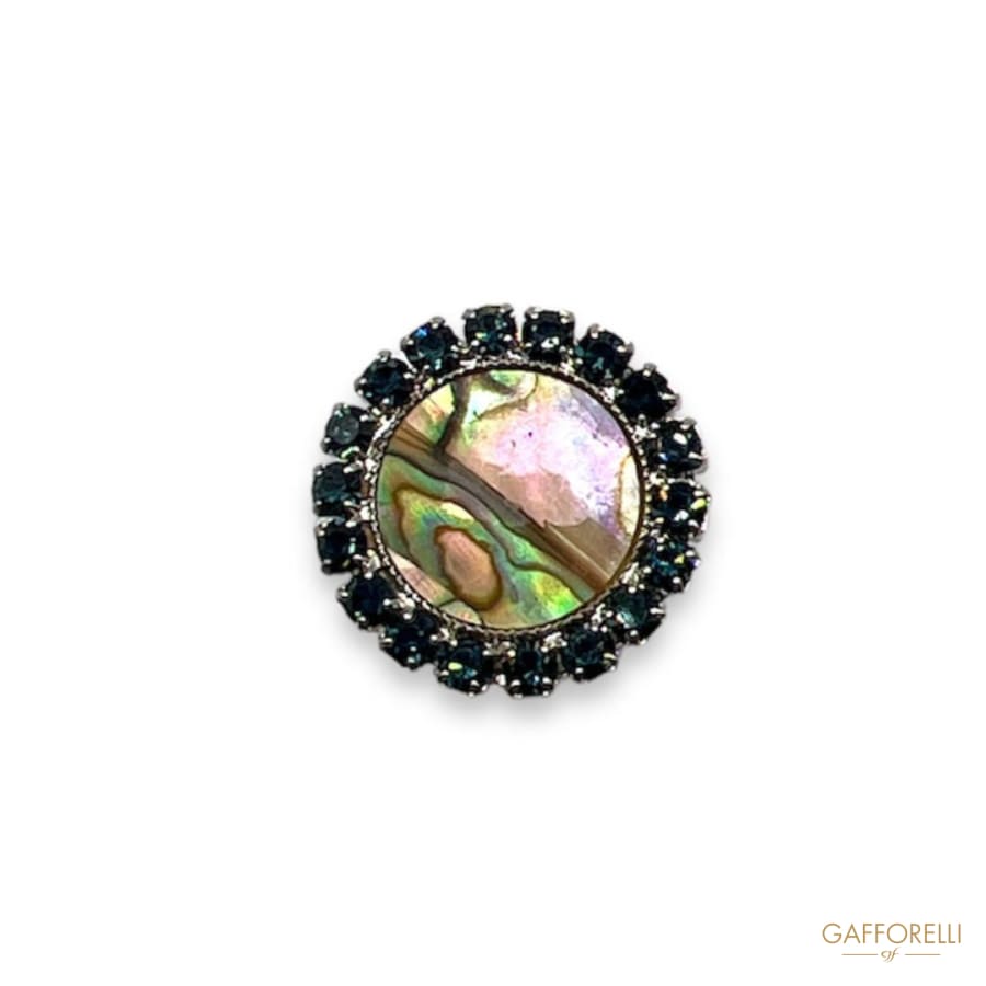 Abalone Mother-of-pearl Button With Rhinestones- Art. G152 -