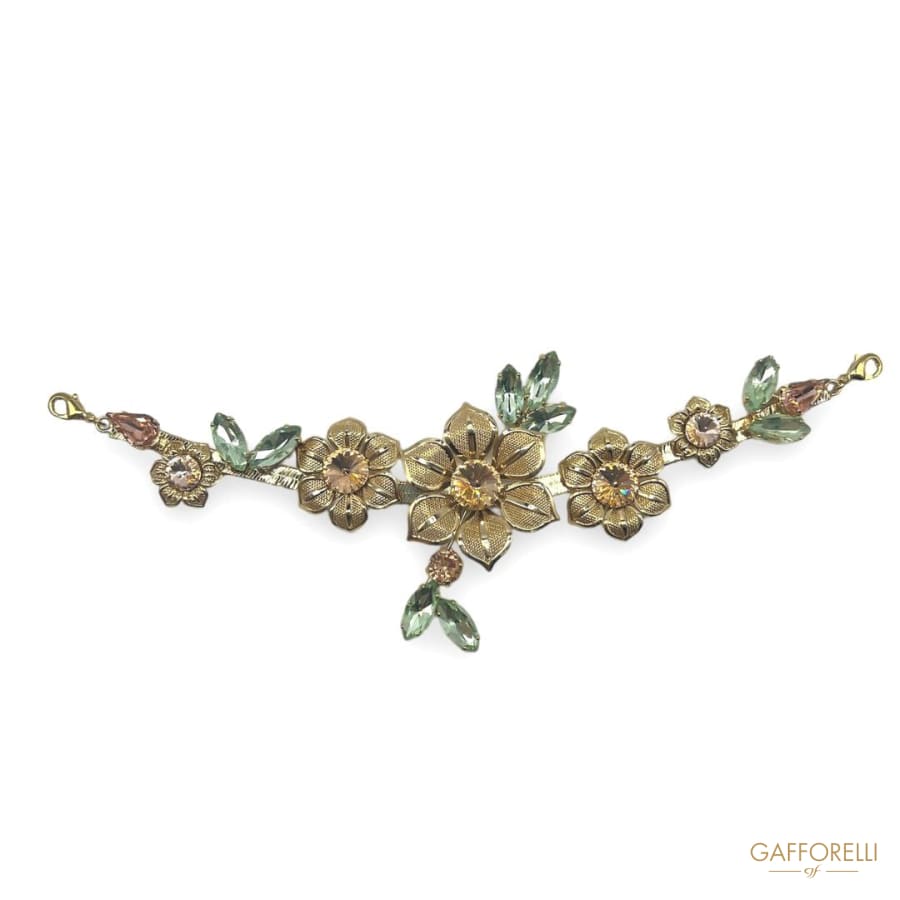 Elegant Neckline Composed Of Flowers And Rhinestones- Art.
