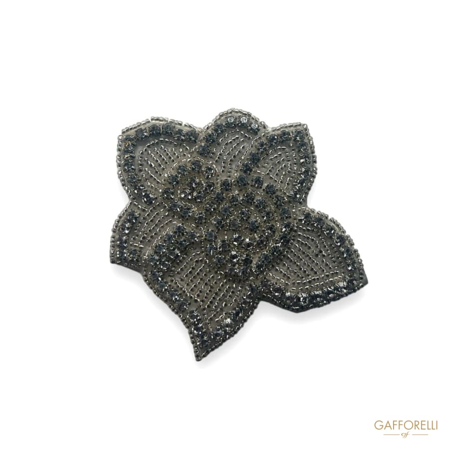 Iron-on with Rhinestones in the Shape of a Flower- Art.