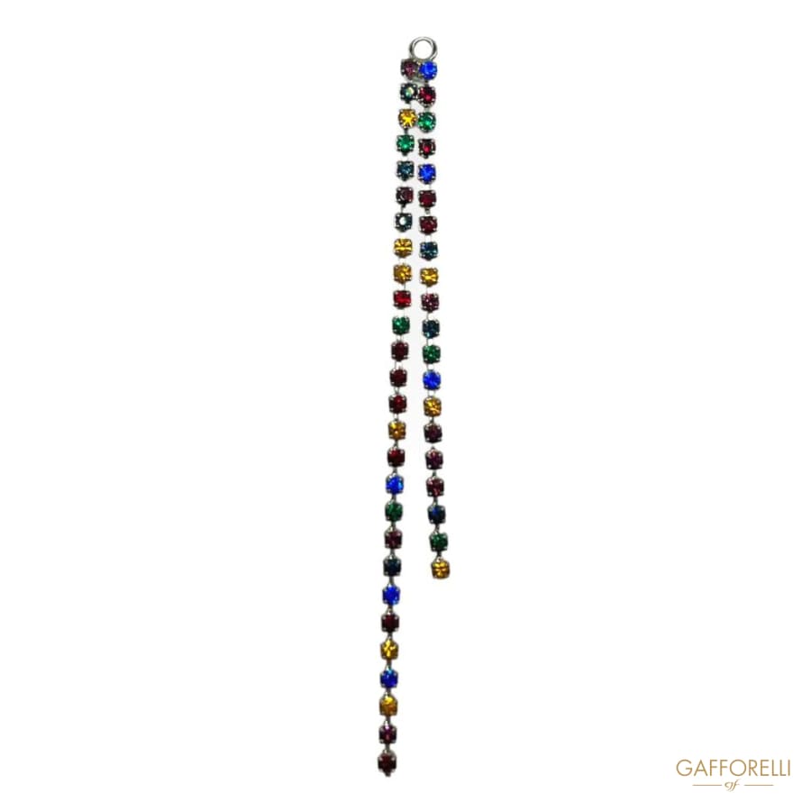 Metal Tassel with Colored Rhinestones A619 - Gafforelli Srl