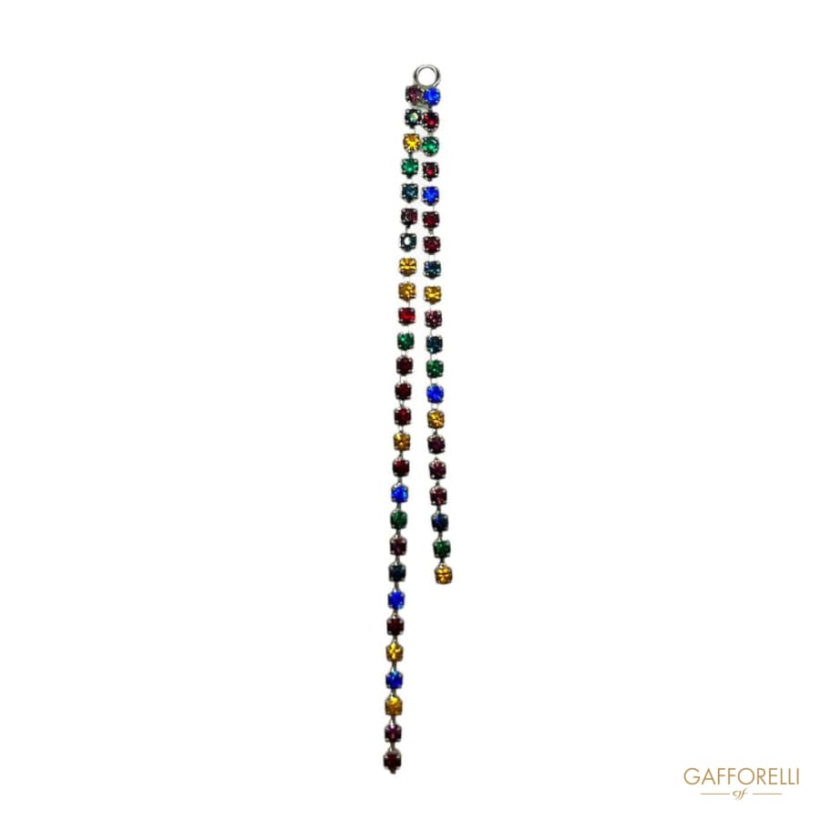 Metal Tassel with Colored Rhinestones A619 - Gafforelli Srl