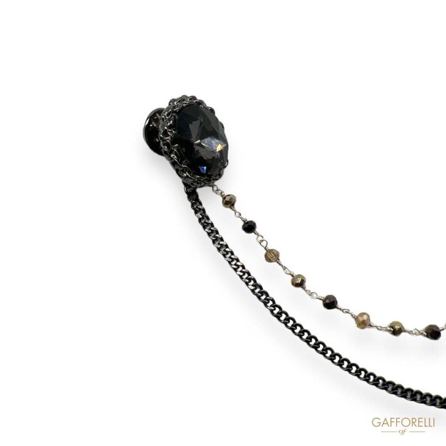 Pendant Brooch with Beads and Rhinestones U605 - Gafforelli