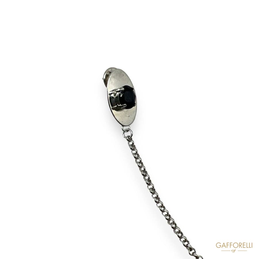 Pendant Brooch with Metal Parts and Black Stones U452