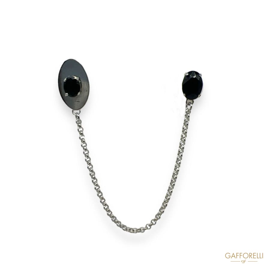 Pendant Brooch with Metal Parts and Black Stones U452