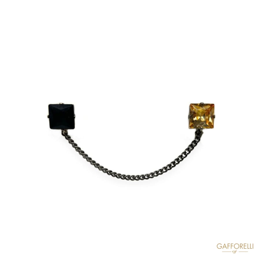 Square Pins in Strass with Chain U382 - Gafforelli Srl Pin