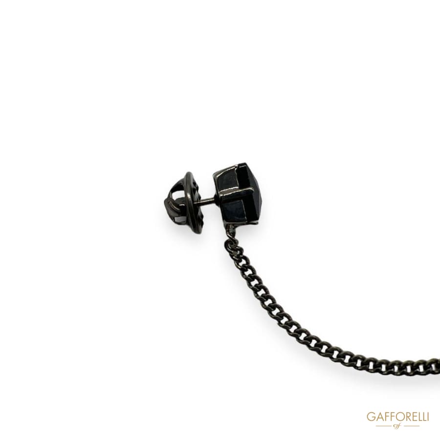 Square Pins in Strass with Chain U382 - Gafforelli Srl Pin