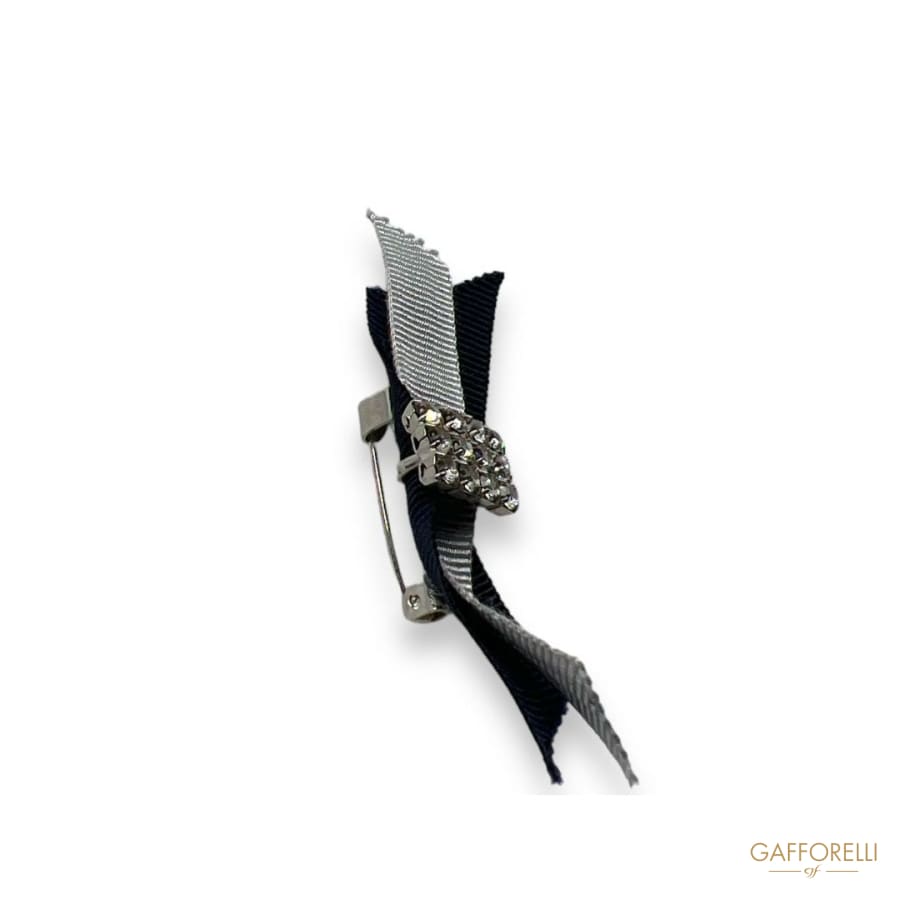 Two-tone Bow Brooch with Rhinestones U449 - Gafforelli Srl