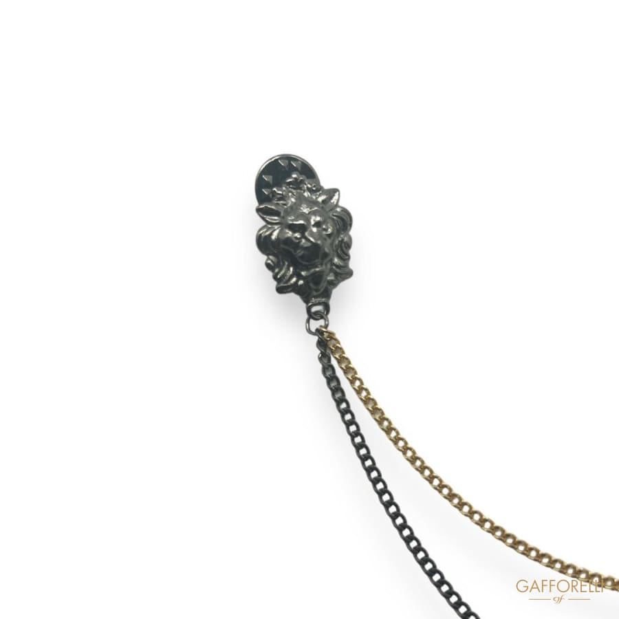 Two-tone Pendant Brooch with Lion and Rhinestones U453