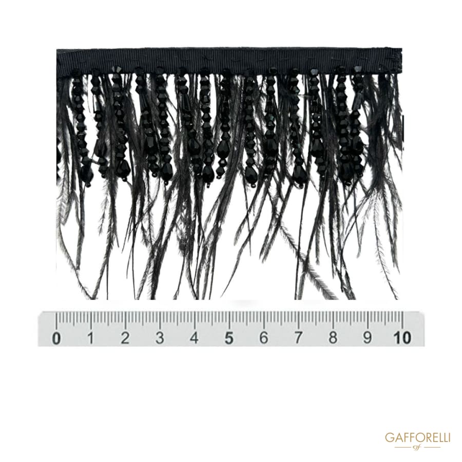 Trimmings with Hanging Beads and Feathers H432 - Gafforelli
