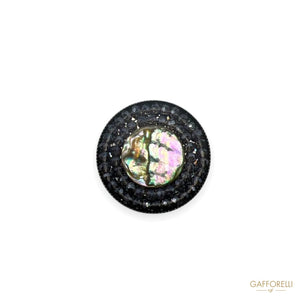 Button With Beads And Mother Of Pearl Center A668 -