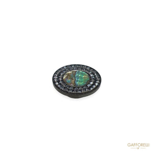 Button With Beads And Mother Of Pearl Center A668 -
