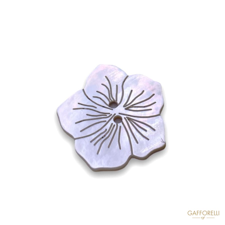 Button in White Mother of Pearl Lasered the Shape a Flower