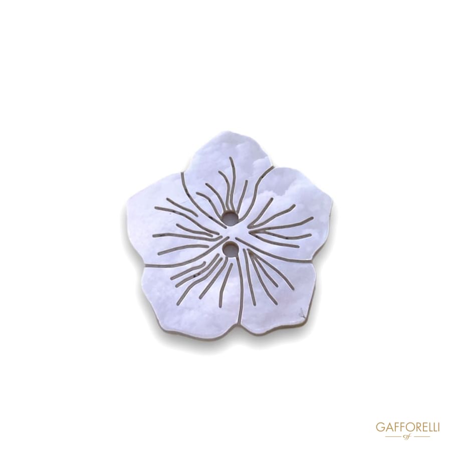 Button in White Mother of Pearl Lasered the Shape a Flower