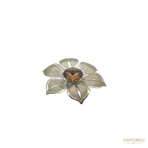 Flower Button With Central Swarovski A548 - Gafforelli Srl