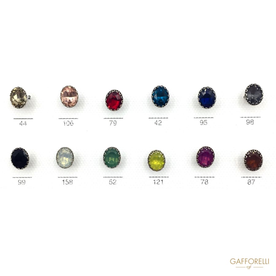 Geometric Shape Buttons with Rhinestone and Shank - Art.