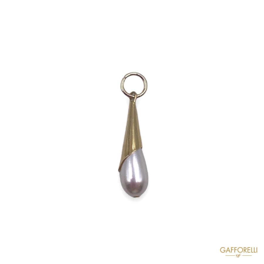 Gold Colored Zip Puller With Teardrop Pearl D266 -