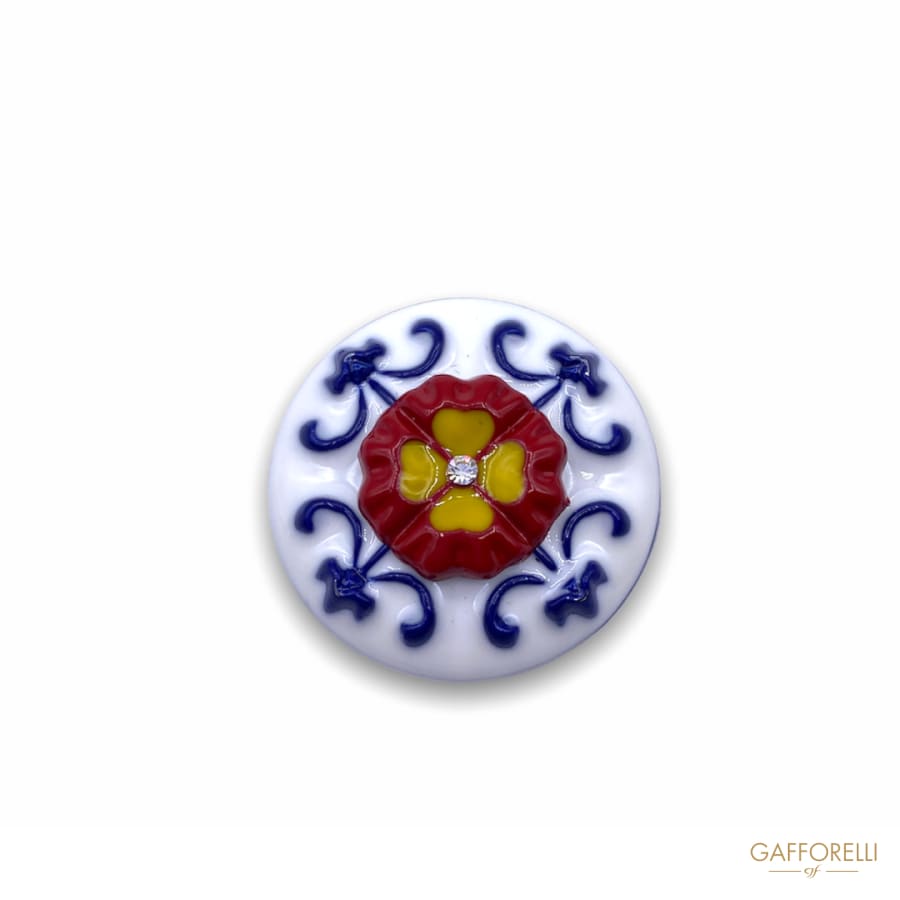 Indian Style Button with Central Rhinestones D255