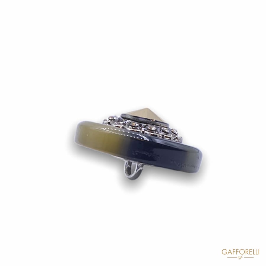 Jewel Polyester Button with Rhinestones D327 - Gafforelli