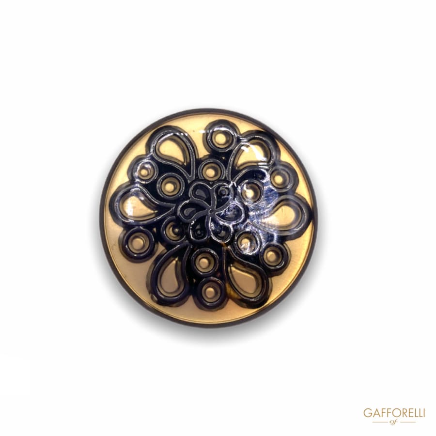 Metal Button with Flower Effect B166 Gafforelli Srl ETHNIC