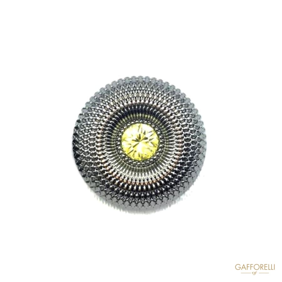 Metal Buttons with Fantasy Filigrane and Central Rhinestone