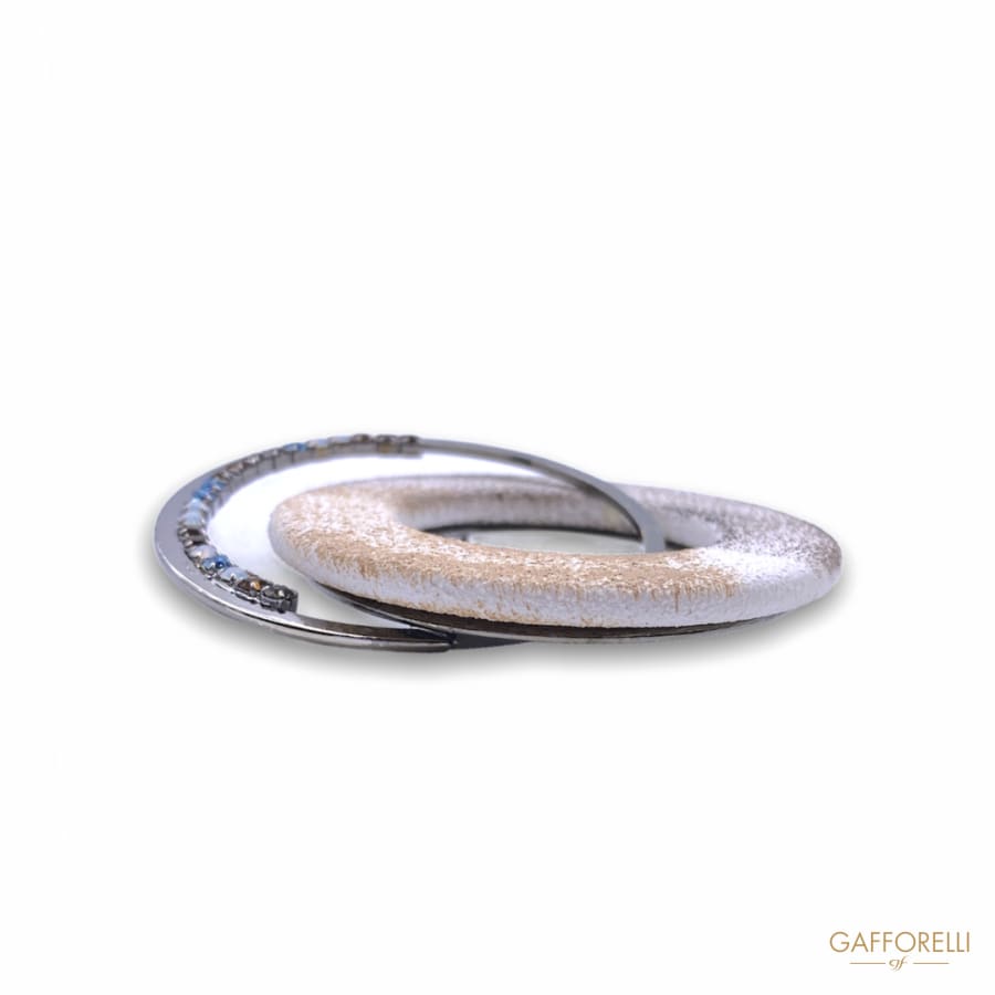 Modern Double Circle Brooch with Swarovski A372