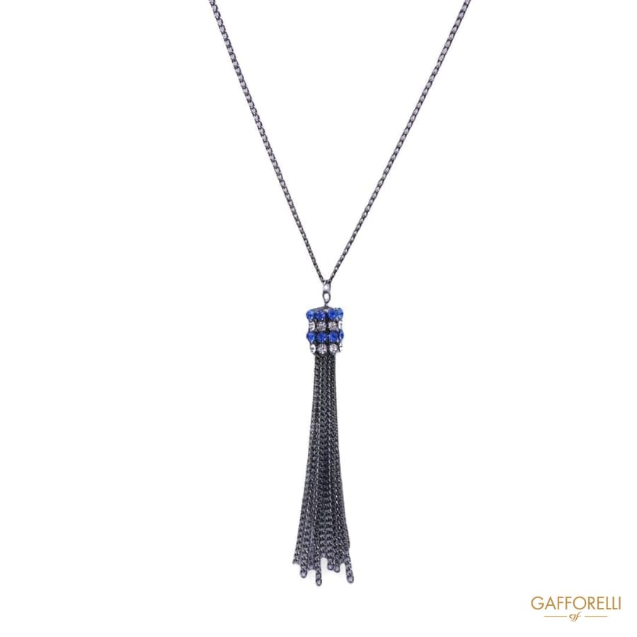 Necklace with Tassel and Rhinestones C182 - Gafforelli Srl