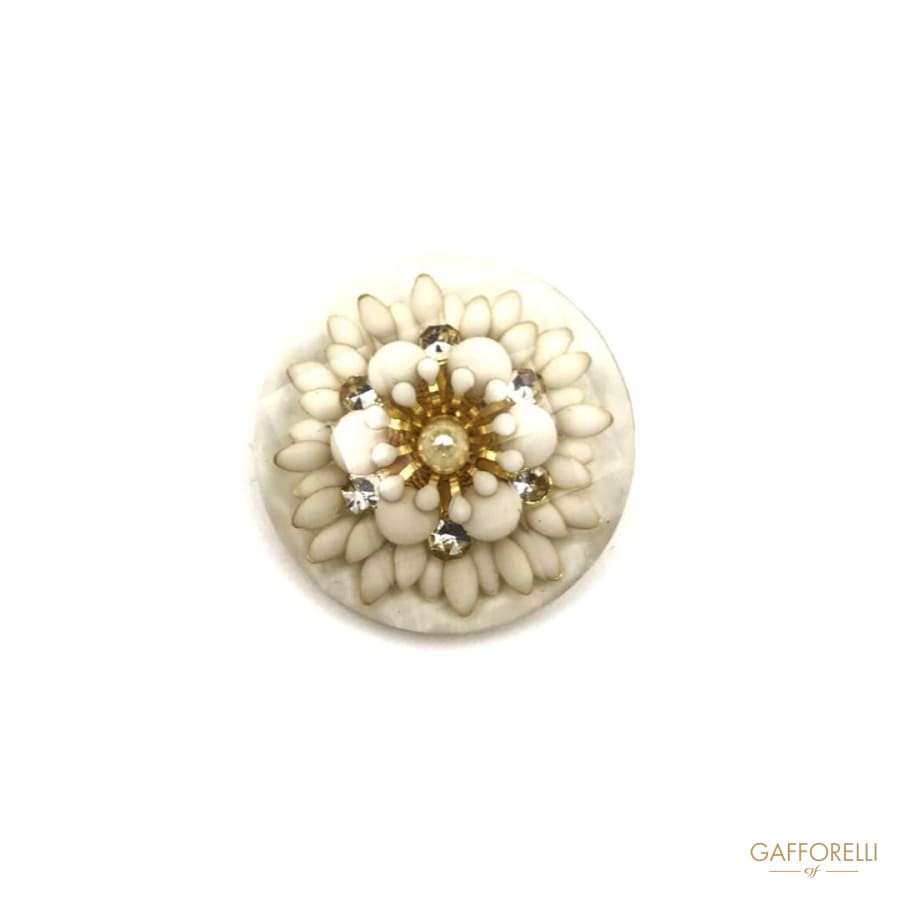 Polyester and Rhinestones Round Button - Art. A264