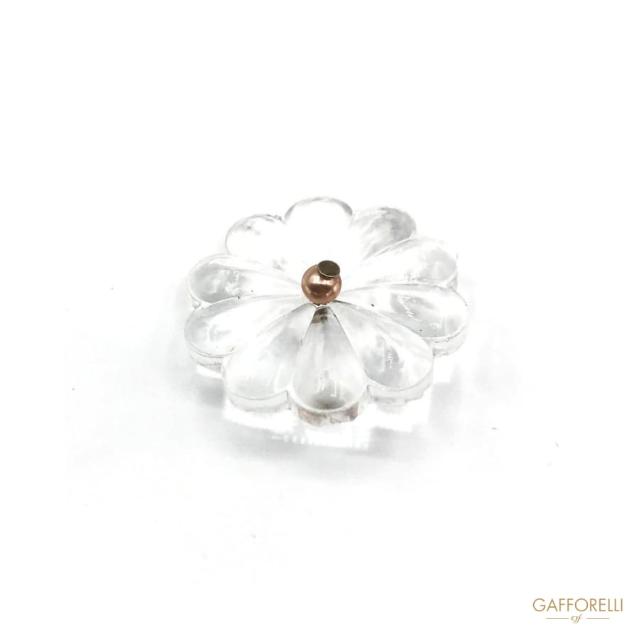 Real Glass Flower Button with Central Bead - Art. 5405 glass