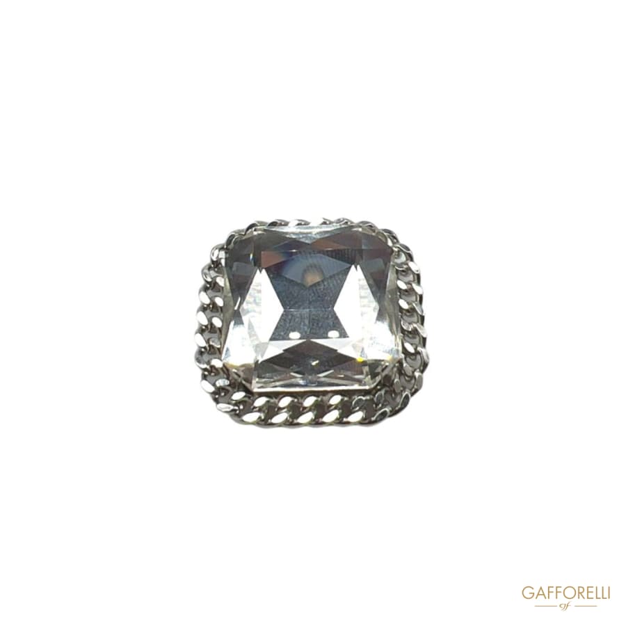 Square Button with Central Stone and Chain A641