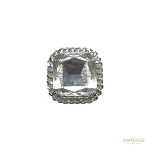 Square Button With Central Stone And Chain A641 / Mod -