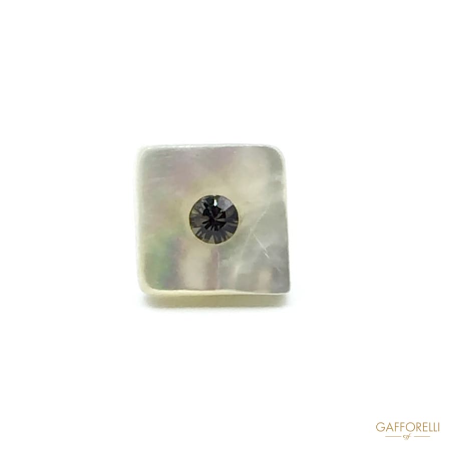 Square Mother of Pearl Buttons with Centre Rhinestone