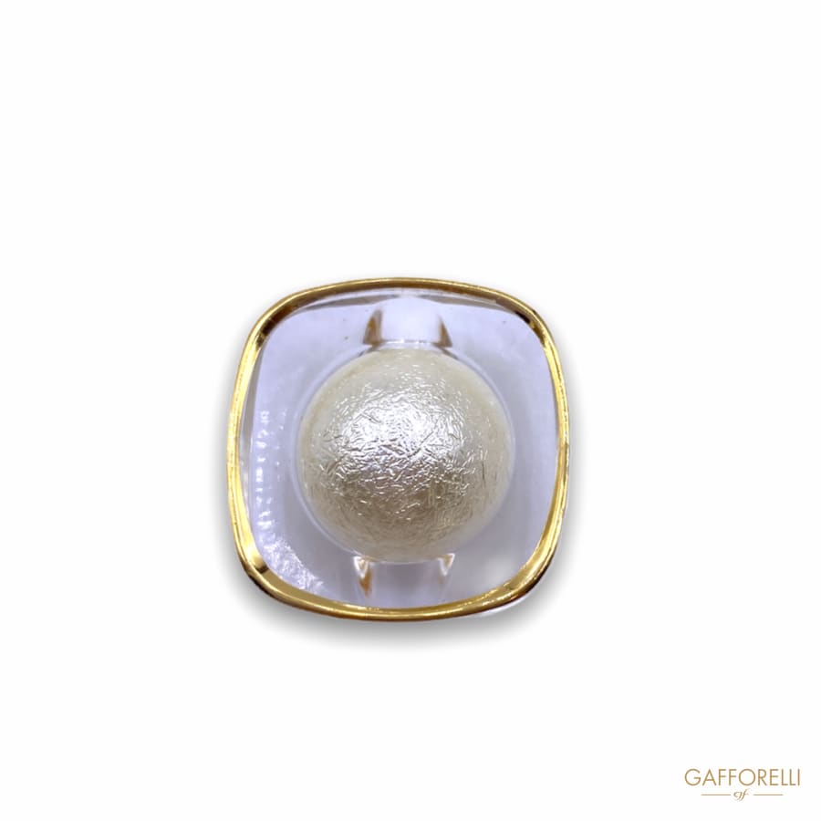 Trasparent Polyester Button with Gold Frame and Central