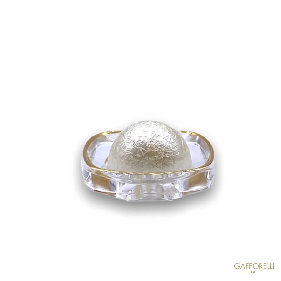 Trasparent Polyester Button with Gold Frame and Central