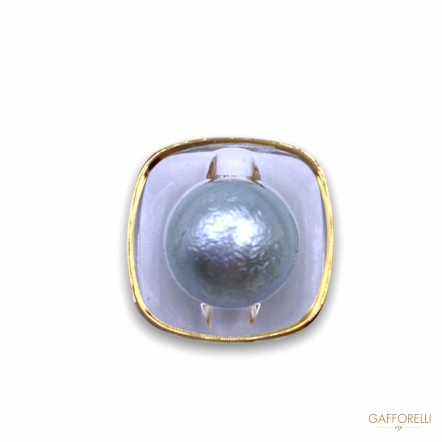 Trasparent Polyester Button with Gold Frame and Central