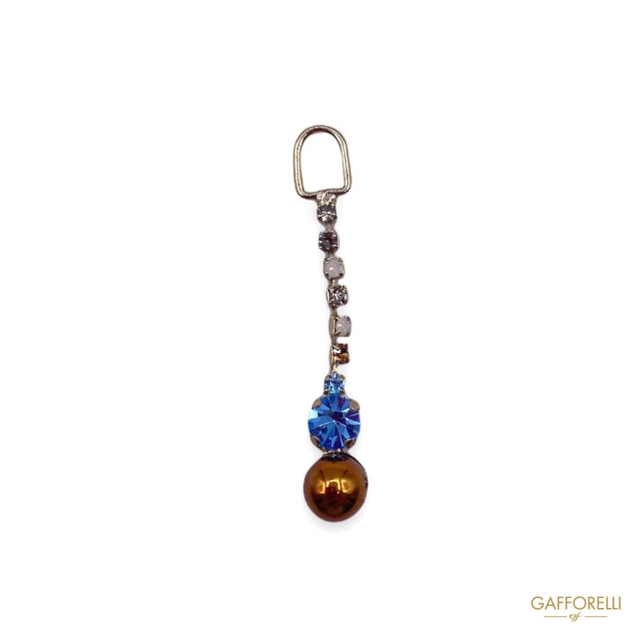 Zamak Zip Puller with Rhinestones and Pearl 5587 Mod