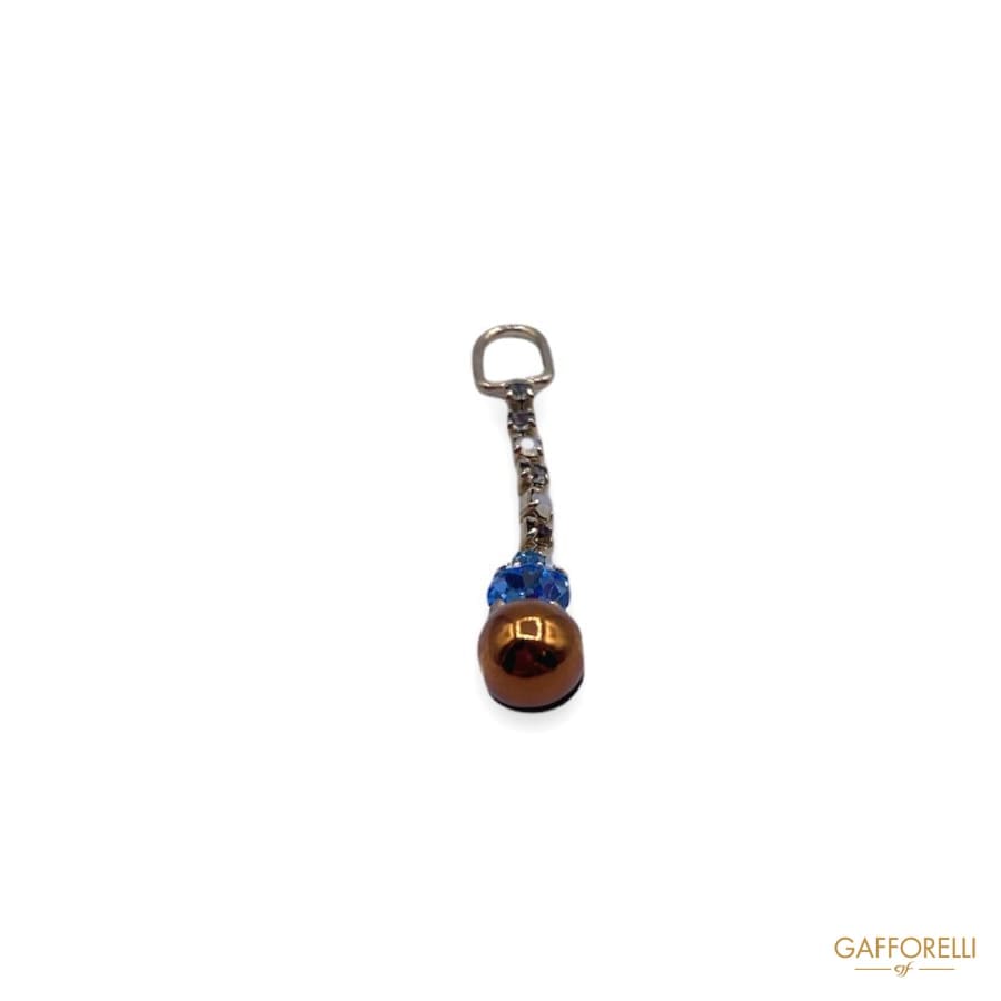 Zamak Zip Puller with Rhinestones and Pearl 5587 Mod