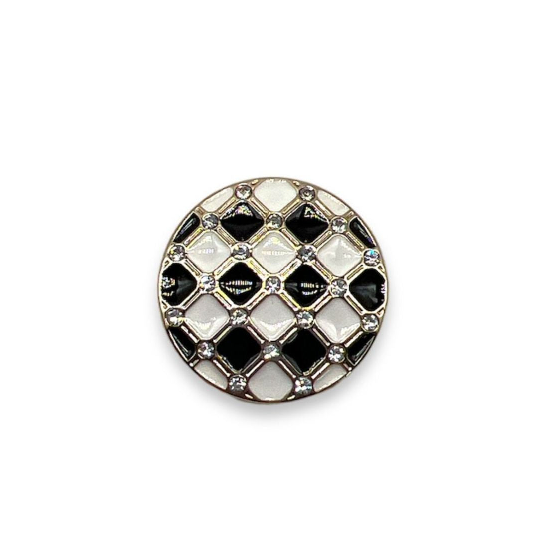Checkered Button with Rhinestones- Art. B184 - Gafforelli