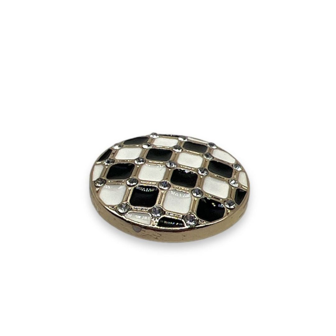 Checkered Button with Rhinestones- Art. B184 - Gafforelli