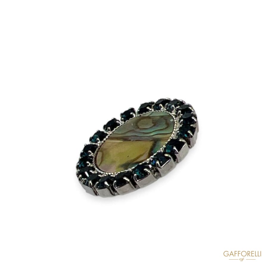 Abalone Mother-of-pearl Button with Rhinestones- Art. G152