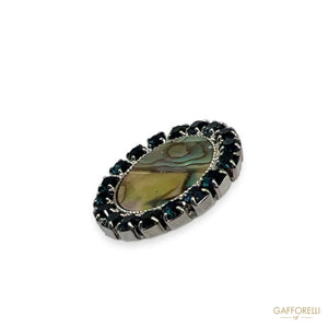Abalone Mother-of-pearl Button With Rhinestones- Art. G152 -