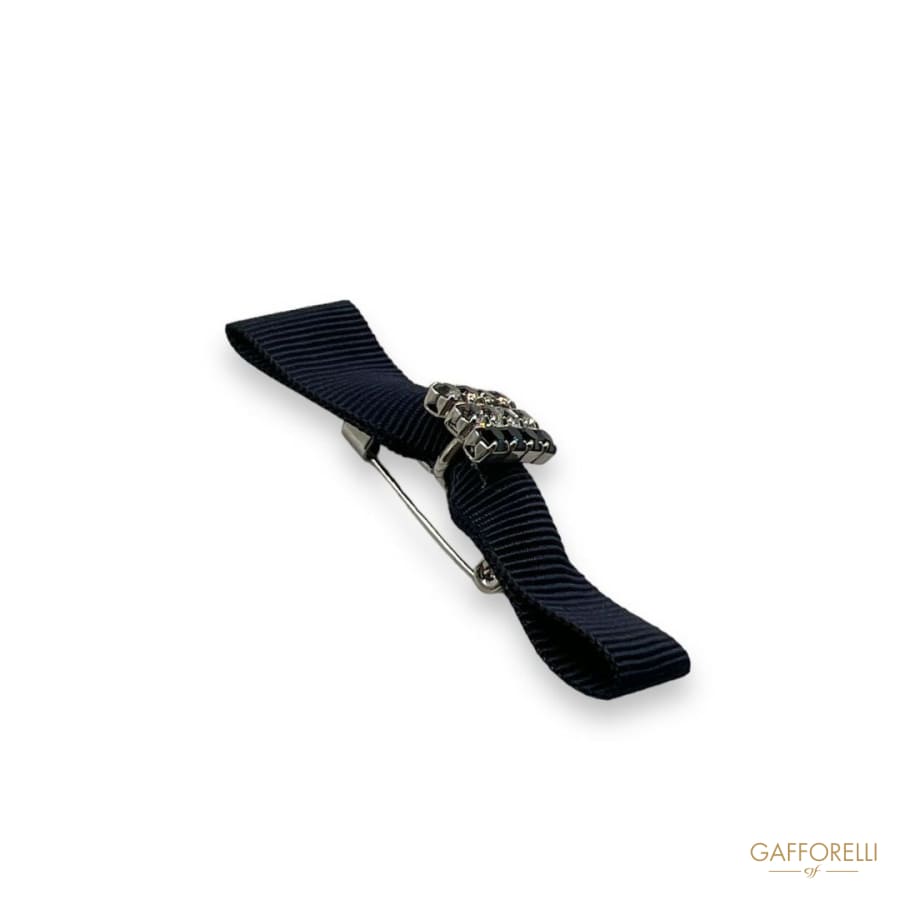 Bow Brooch With Two-tone Rhinestones U448 - Gafforelli Srl