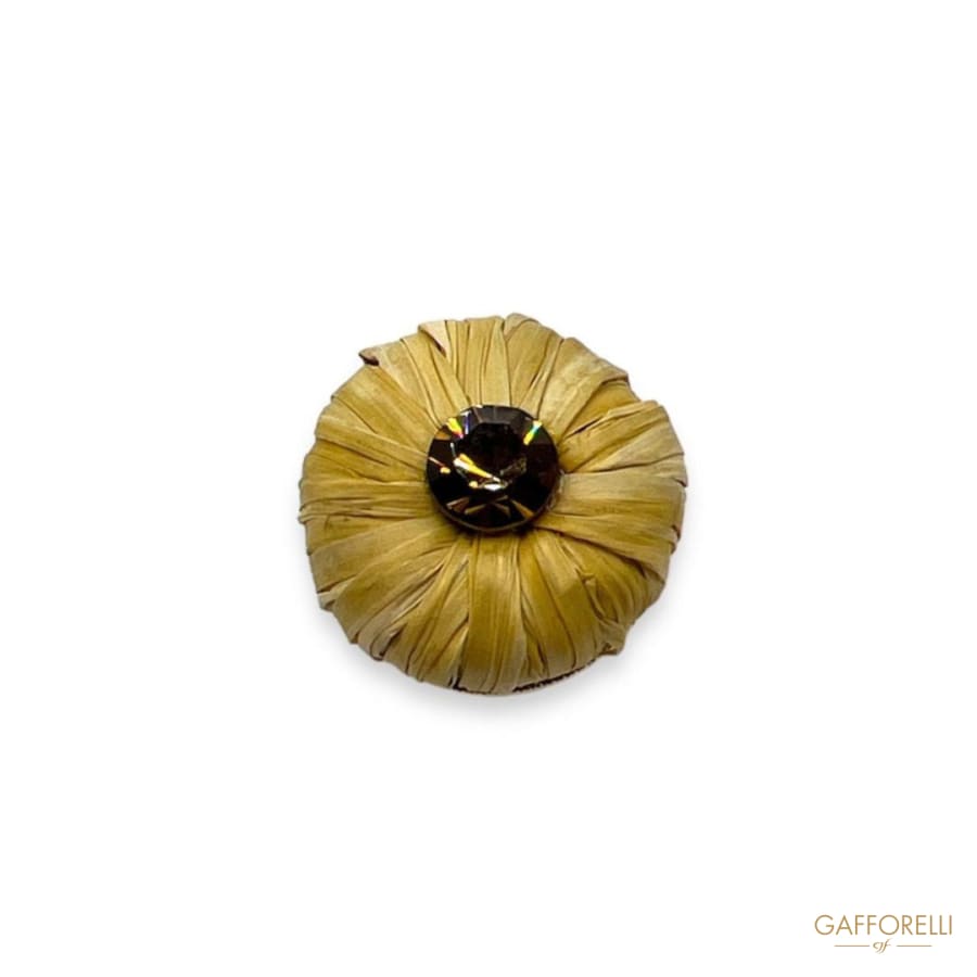 Button With Raffia And Rhinestones- Art. H359 - Gafforelli