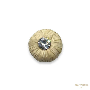 Button With Raffia And Rhinestones- Art. H359 - Gafforelli