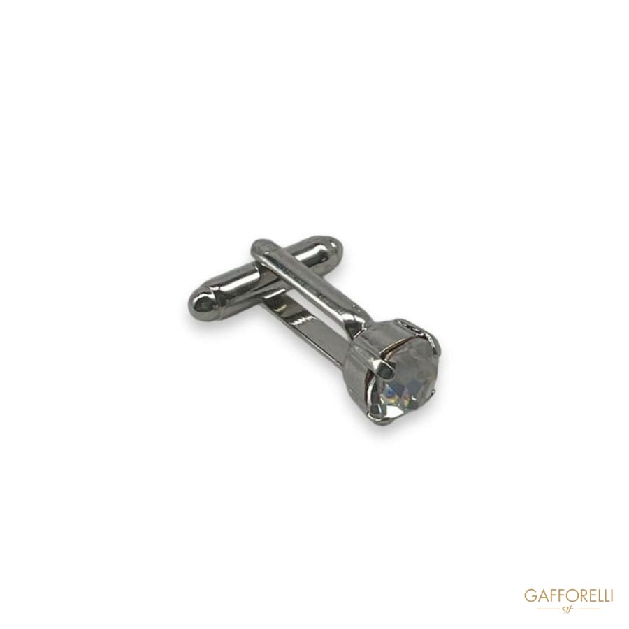 Cufflink With Single Rhinestone U264 Gem - Gafforelli Srl