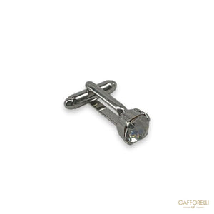 Cufflink with Single Rhinestone U264 Gem - Gafforelli Srl