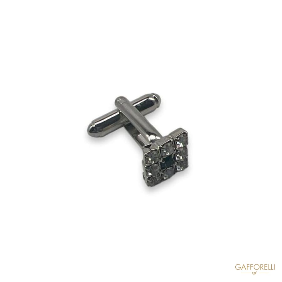 Cufflink With Squared Rhinestone Detail U61 Gem - Gafforelli