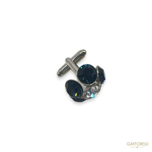 Cufflink With Two-tone Flower-shaped Rhinestones U446 -