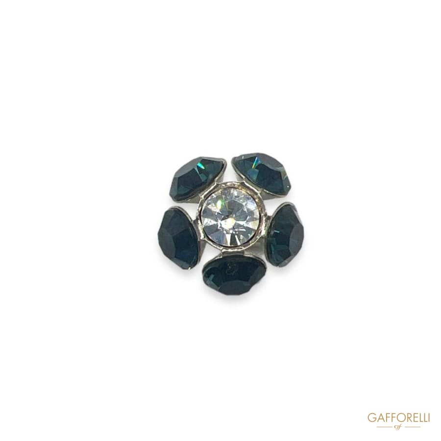 Cufflink With Two-tone Flower-shaped Rhinestones U446 -