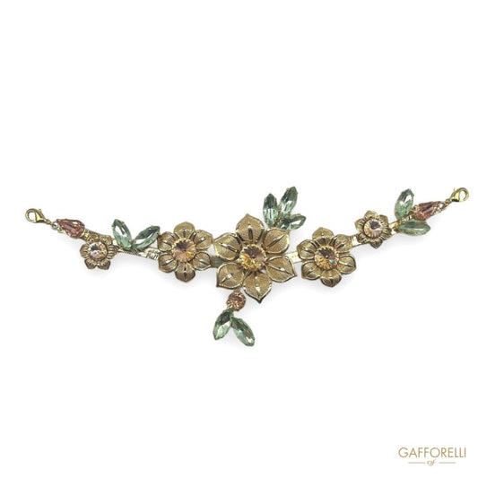 Elegant Neckline Composed of Flowers and Rhinestones- Art.